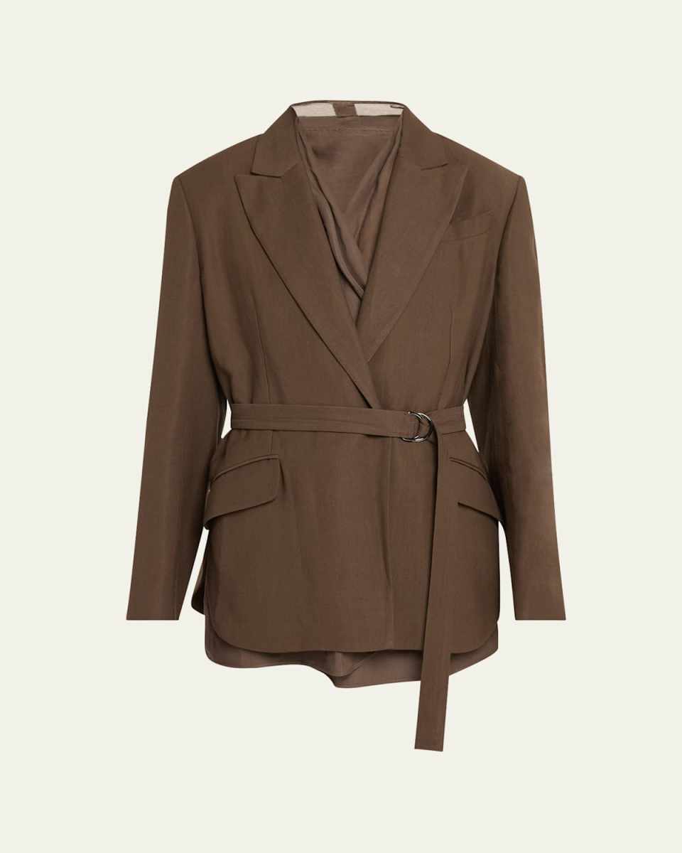 Belted Linen Twill Blazer
